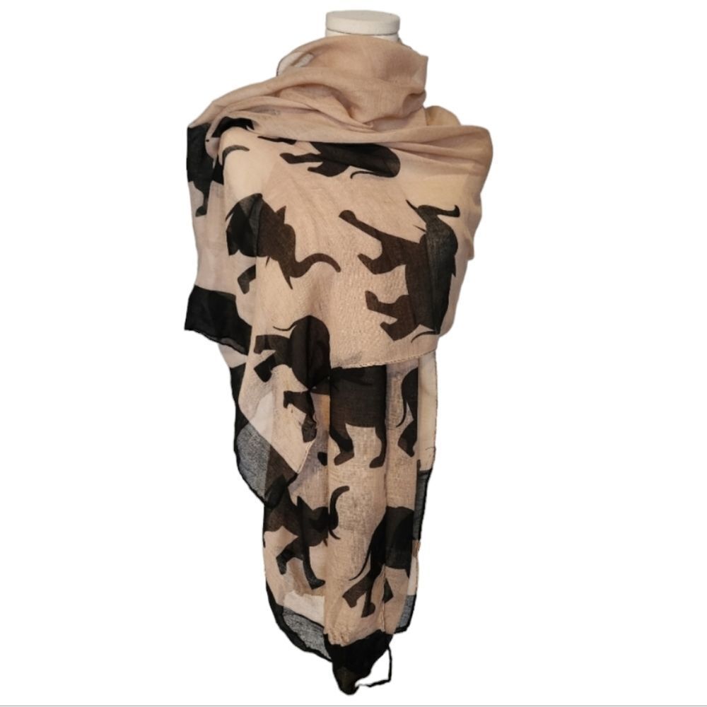 2/$15β- Black and tan elephant print scarf